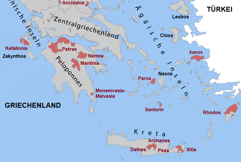 Landkarte Griechenland - Ägäische Inseln mit Samos 