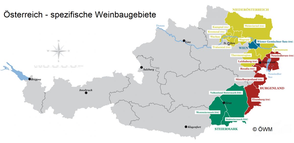 Österreich - spezifische Weinbaugebiete