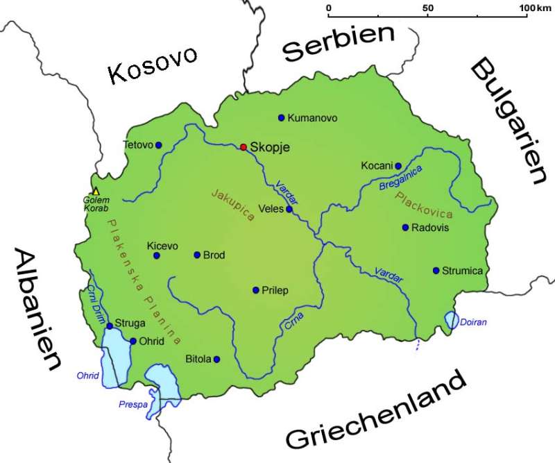 Nordmazedonien - Landkarte