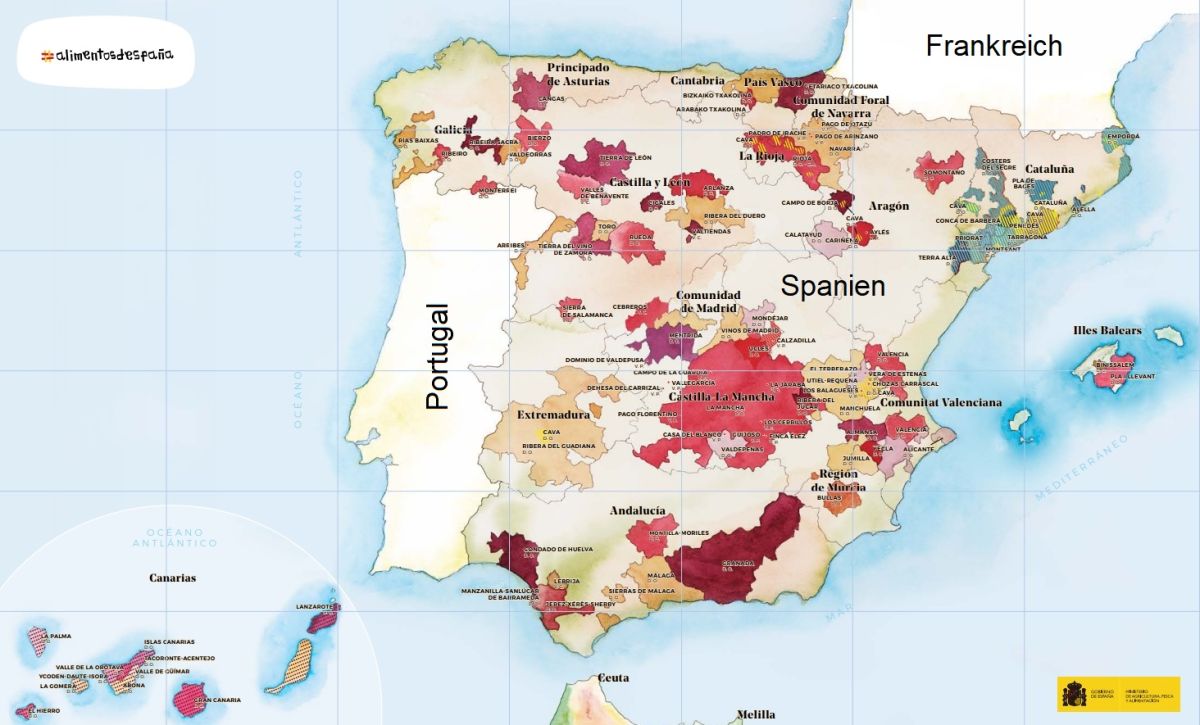 Spanien - Karte mit Regionen