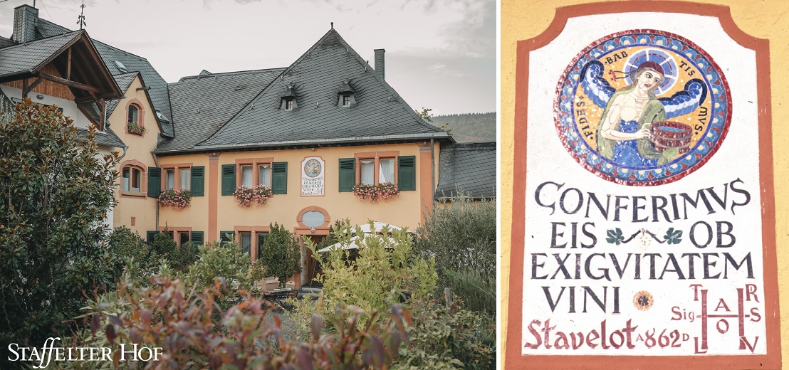 Staffelter Hof - Weingutsgebäude und Urkunde